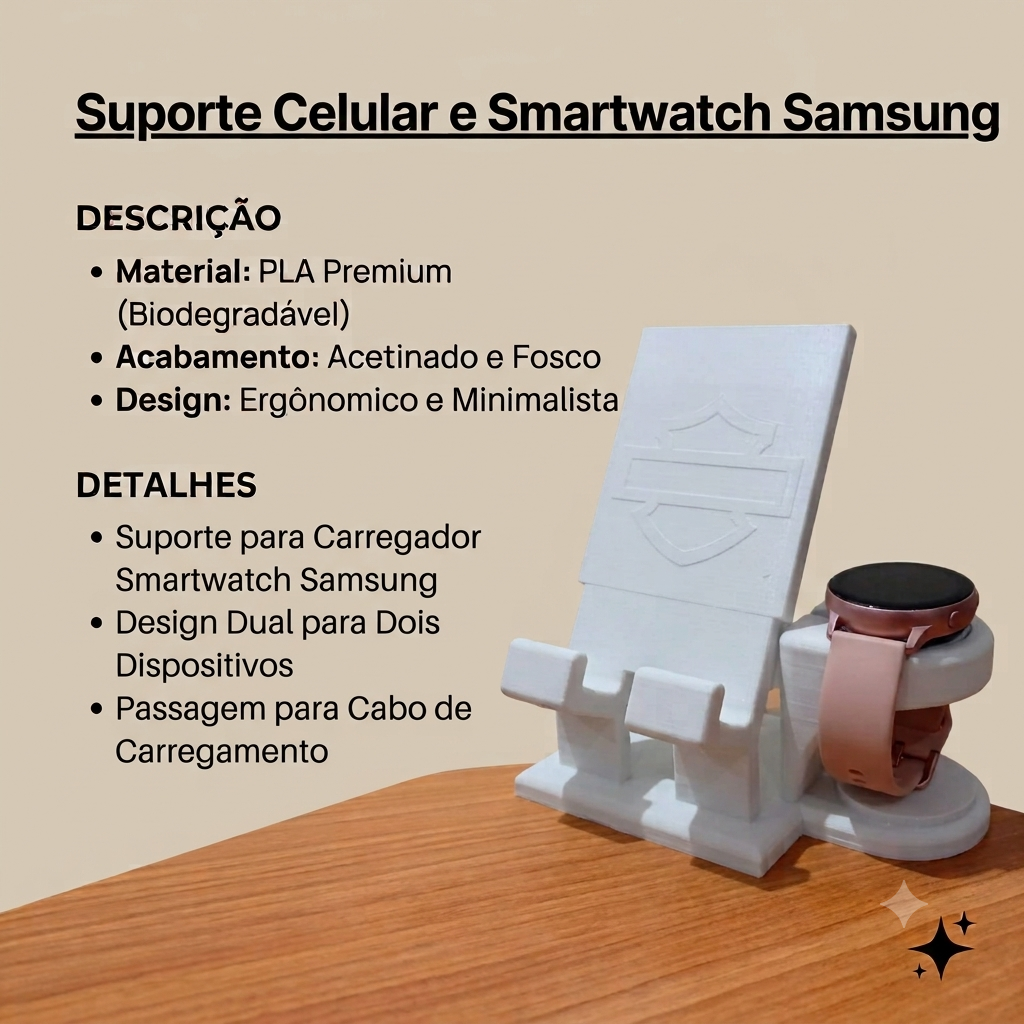 Suporte Celular e SmartWatch Samsung - Infográfico