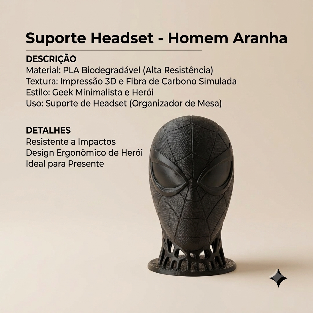 Suporte Headset Homem Aranha - ficha técnica